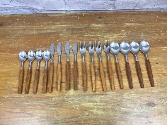 Mid Century Rare Wusthof Dreizack Rostfrei Wood Handled Stainless