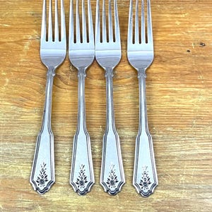 Vintage &quot;Norcrest-Brentwood&quot; Dinner Forks Stanley Roberts Rogers Stainless Flatware Set of 4