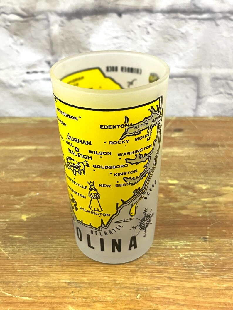Vintage souvenirglas från North Carolina med statstema, examenspresent, present till saknat hem, lokala monument och landmärken bild 3