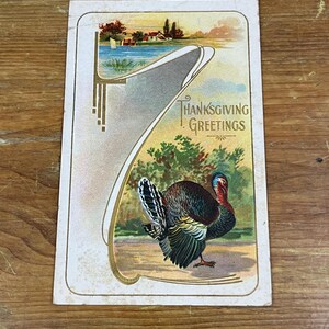 Cartolina antica del Ringraziamento USATA, decorazione da tavolo a tema tacchino o collage festivo