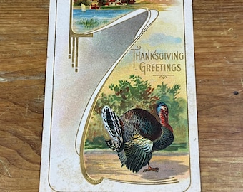 Antique USED Thanksgiving Post Card Dressed up Turkey Themed Tabletop ...