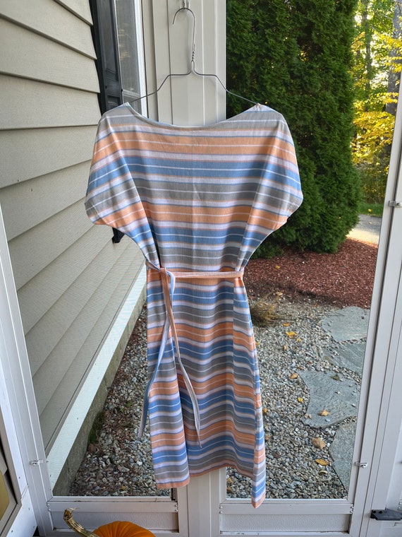 Vintage 90s Women's Striped Dress Size Medium Blue Tangerine White & Grey  Horizontal Stripe String Belt Ava Philadelphia Brand - Etsy Australia