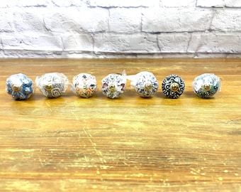 Keramik Handbemalte Knäufe Blau Grau Weiß Schubladenknäufe einzeln Verkauft