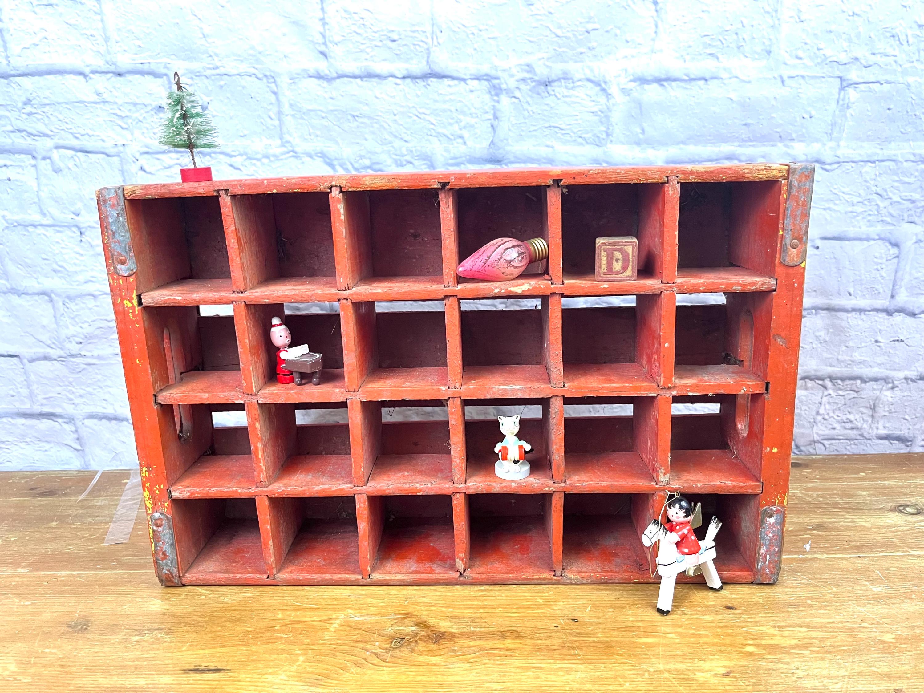 Vintage Wood Red Pepsi Cola Soda Crate Rustic Christmas Display or