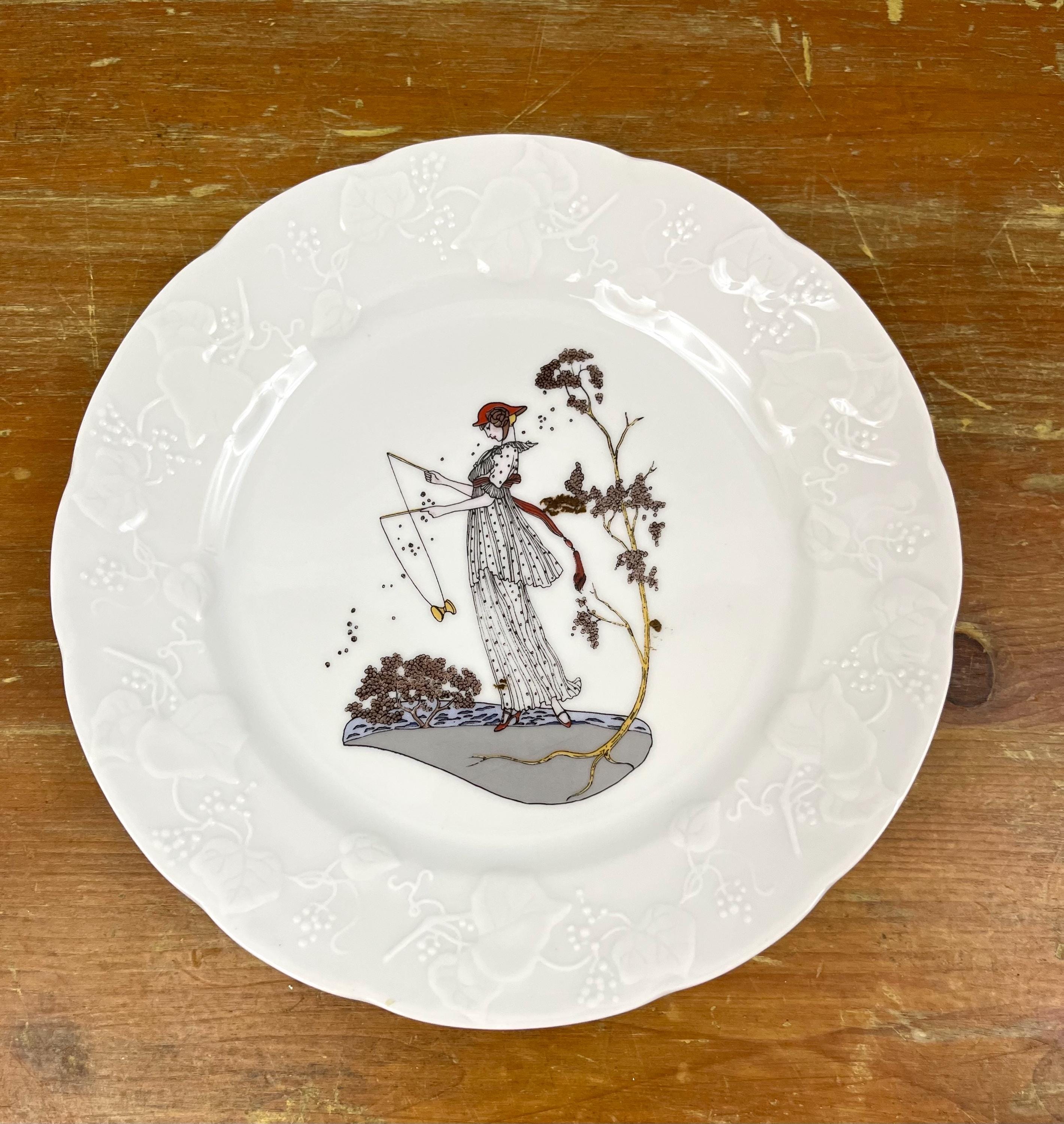 Vintage French Art Deco Design Salad Plates Lierre Sauvage CNP