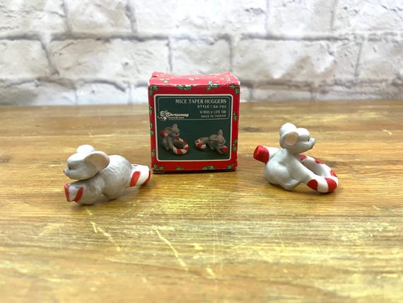 Vintage Mice Candle Tapper Huggers Ceramic Christmas and Candy