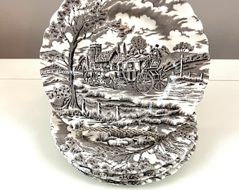 Vintage Royal Mail Transferware Plates Grayish Bread and Butter plates sold singly
