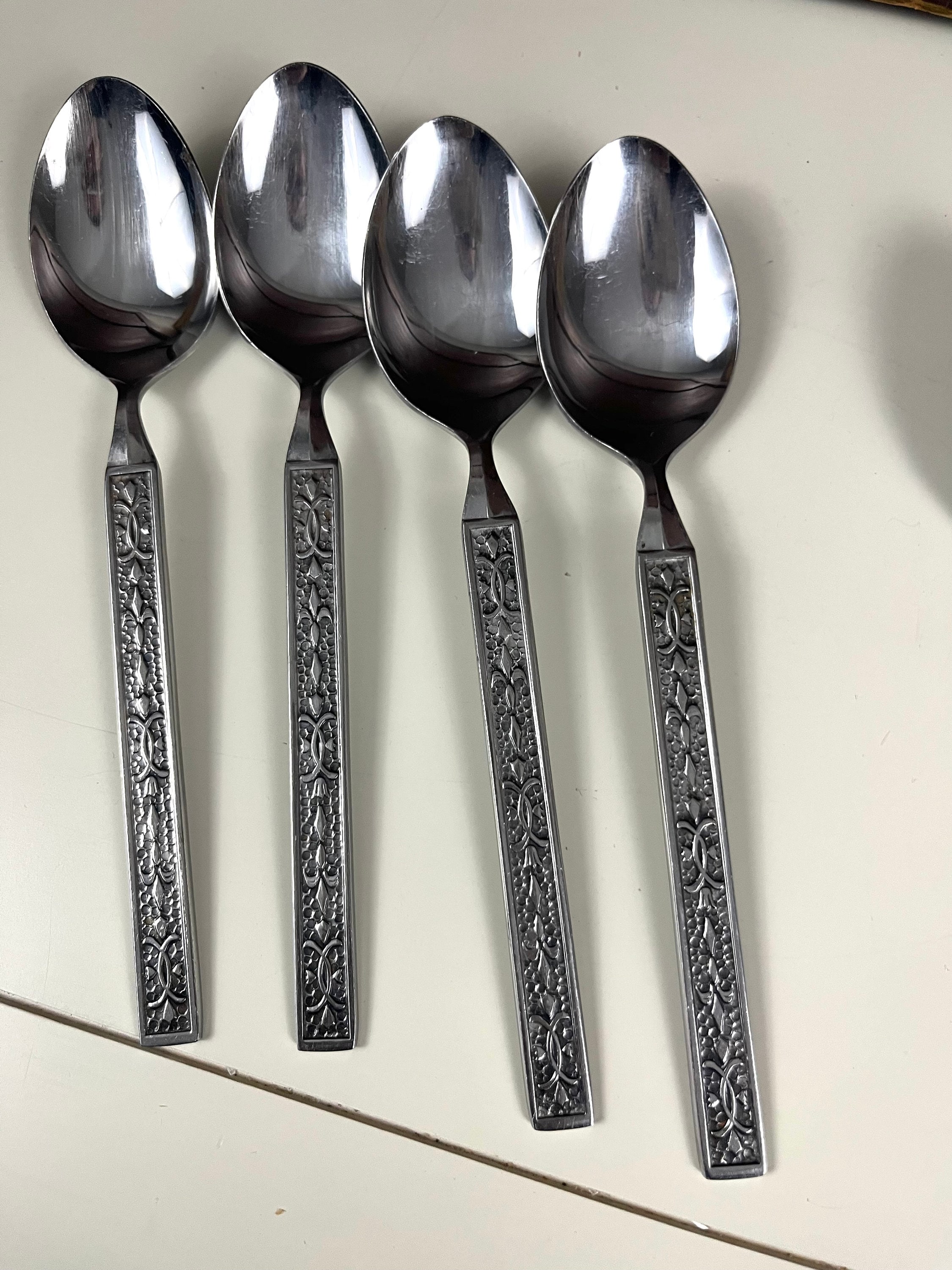 Vintage Imperial Stainless Japan Teaspoons Tulips & Textured