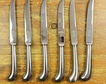 Vintage Kirk and Matz Sheffield Stainless small appetizer knives charcuterie party 6 inch knives cheese tray knives