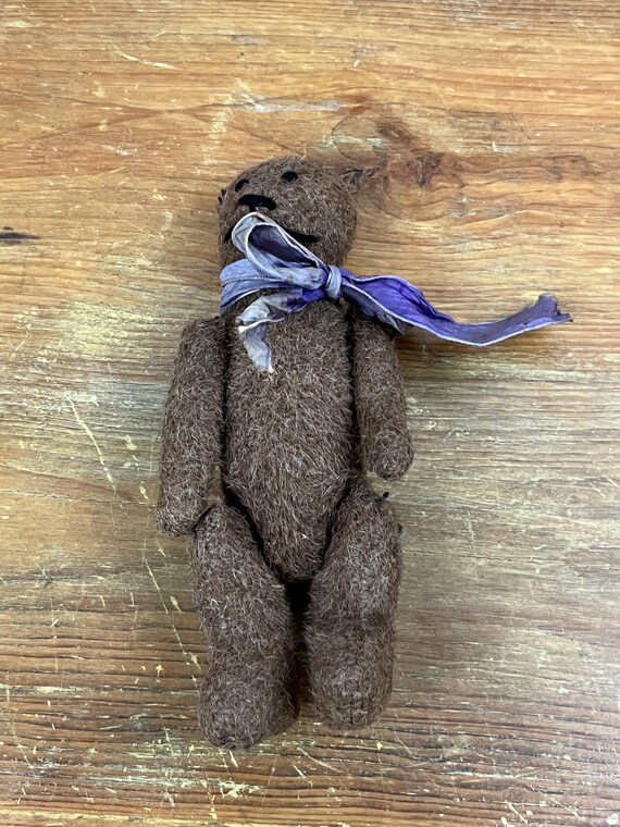 Vintage Jointed Worn Teddy Bear Adorable Missing One Ear Bear Cute