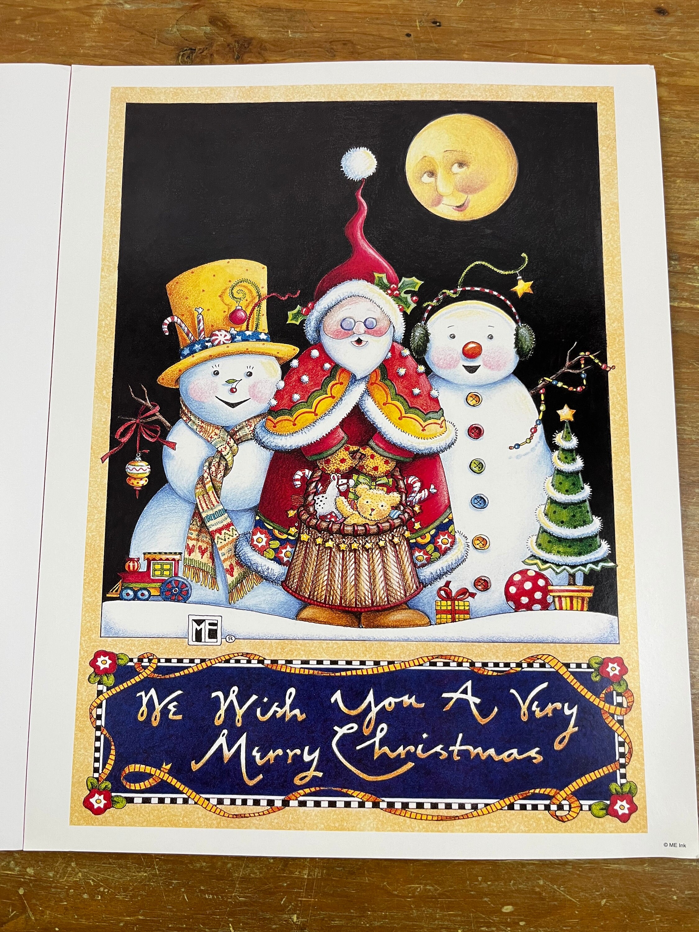 Rare Mary Engelbreit Christmas Art Work, Santa Wall Decor Poster