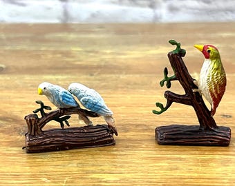 Vintage Miniature Plastic Birds on a Branch