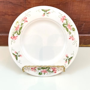 Homer Laughlin plate pink and green floral restaurant ware bread and butter plate pie plate dessert plate 1980s