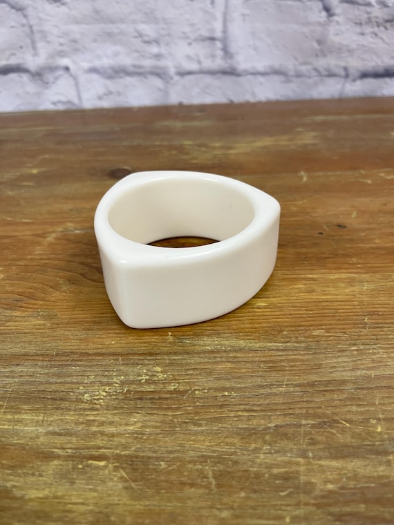 Vintage White Triangular Shaped Bangle Bracelet - image 1