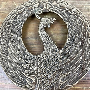 Vintage Peacock Themed Trivet Kitchen Trivet Hot Plate Trivet