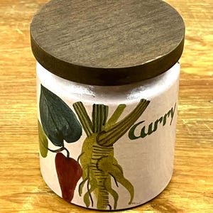 Vintage Curry Spice Jar Luzerner Keramik Handmade Swiss Stoneware Lidded Jar Kitchen Storage