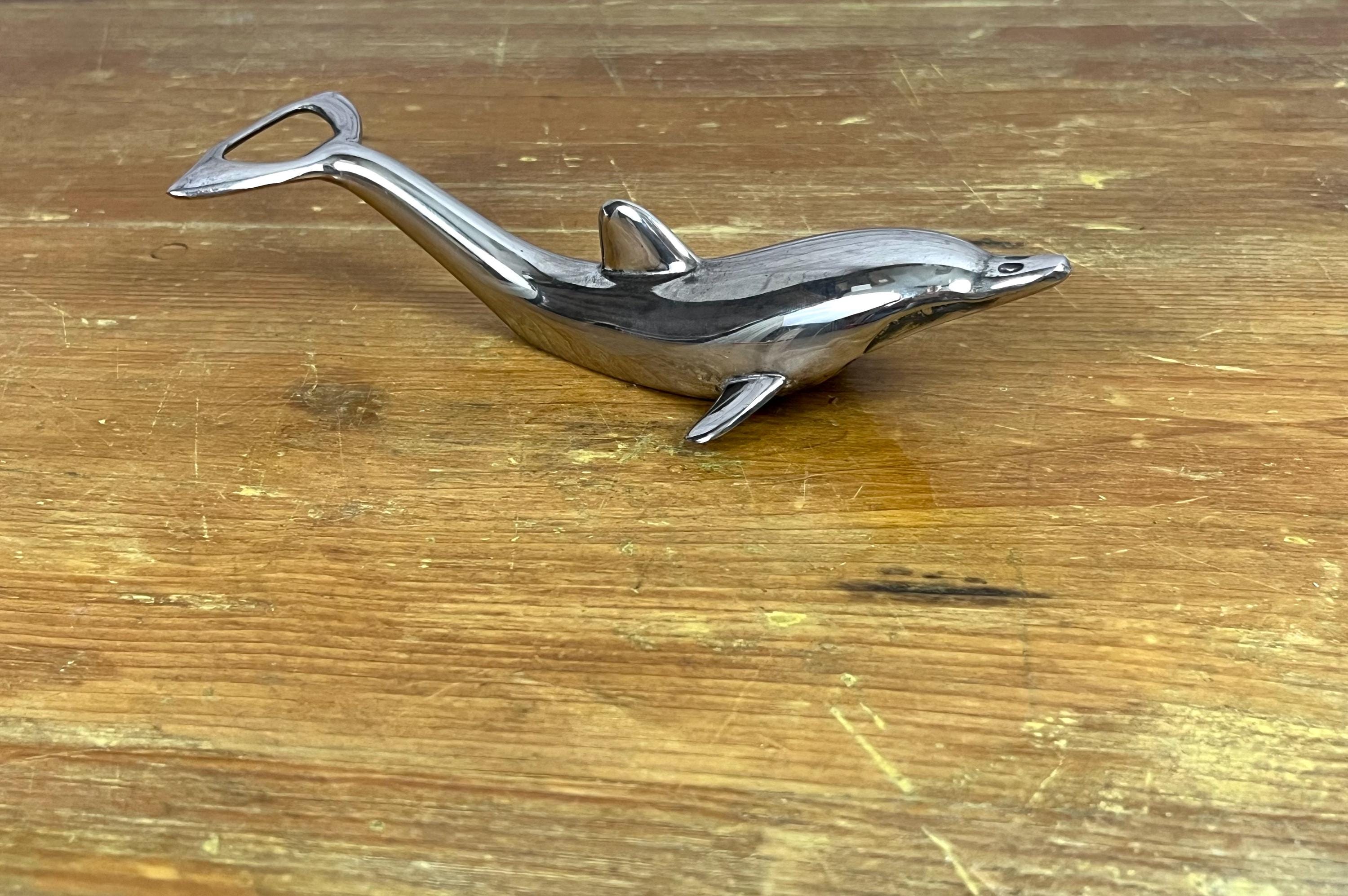 Dolphin Bottle Opener Silver Plated Nautical Barware Kitchen Decor