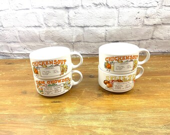 Mid century ceramic scotch broth soup recipe soup mug. Handled 