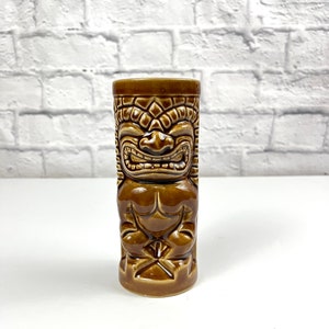 Vintage MAIKAI tiki mug brown ceramic  barware back yard Hawaiian tiki decor Polynesian restaurant souvenir