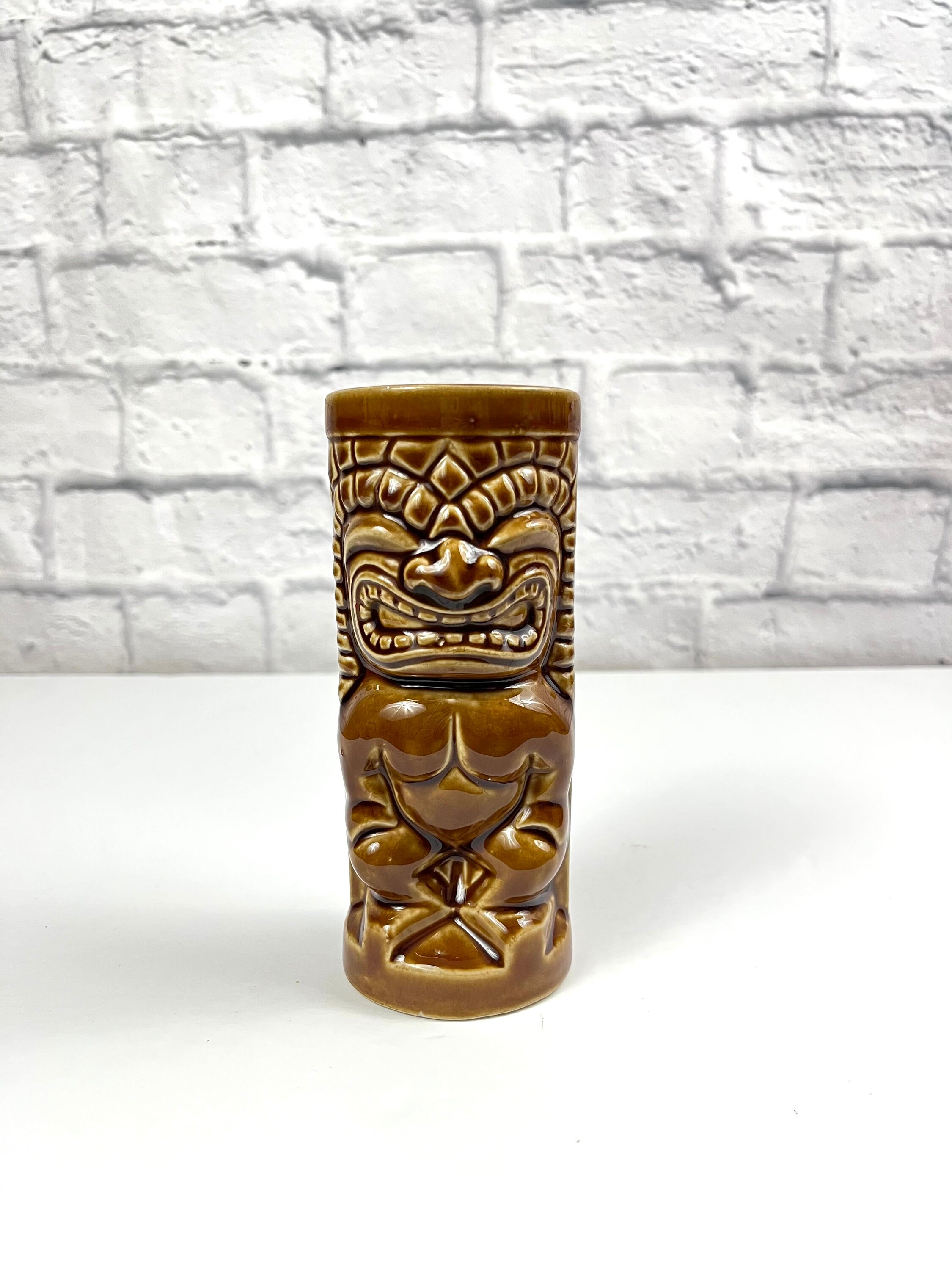 Vintage MAIKAI Tiki Mug Brown Ceramic Barware Back Yard Hawaiian