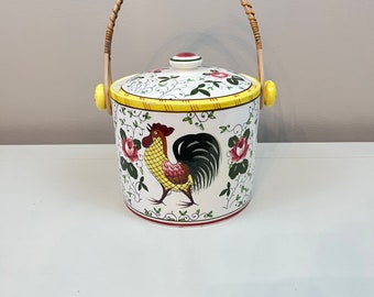Vintage Rooster Ucagco Biscuit Jar 1950s kitsch cuisine décor Farmhouse Roses