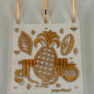 Vintage George Briard Gold Serving Plate Pineapple And fruit themed gold striped square serving platter 10 x 10