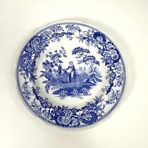 Prato de transferência azul vintage Spode Blue Room Collection &quot;Girl At Well&quot; ou &quot;Floral&quot; prato de 9 1/4 polegadas Repro design de 1800 vendido individualmente
