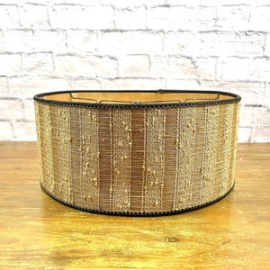 Abat-jour en fibre d&#39;art du milieu du siècle tissé en forme de tambour 16 x 7