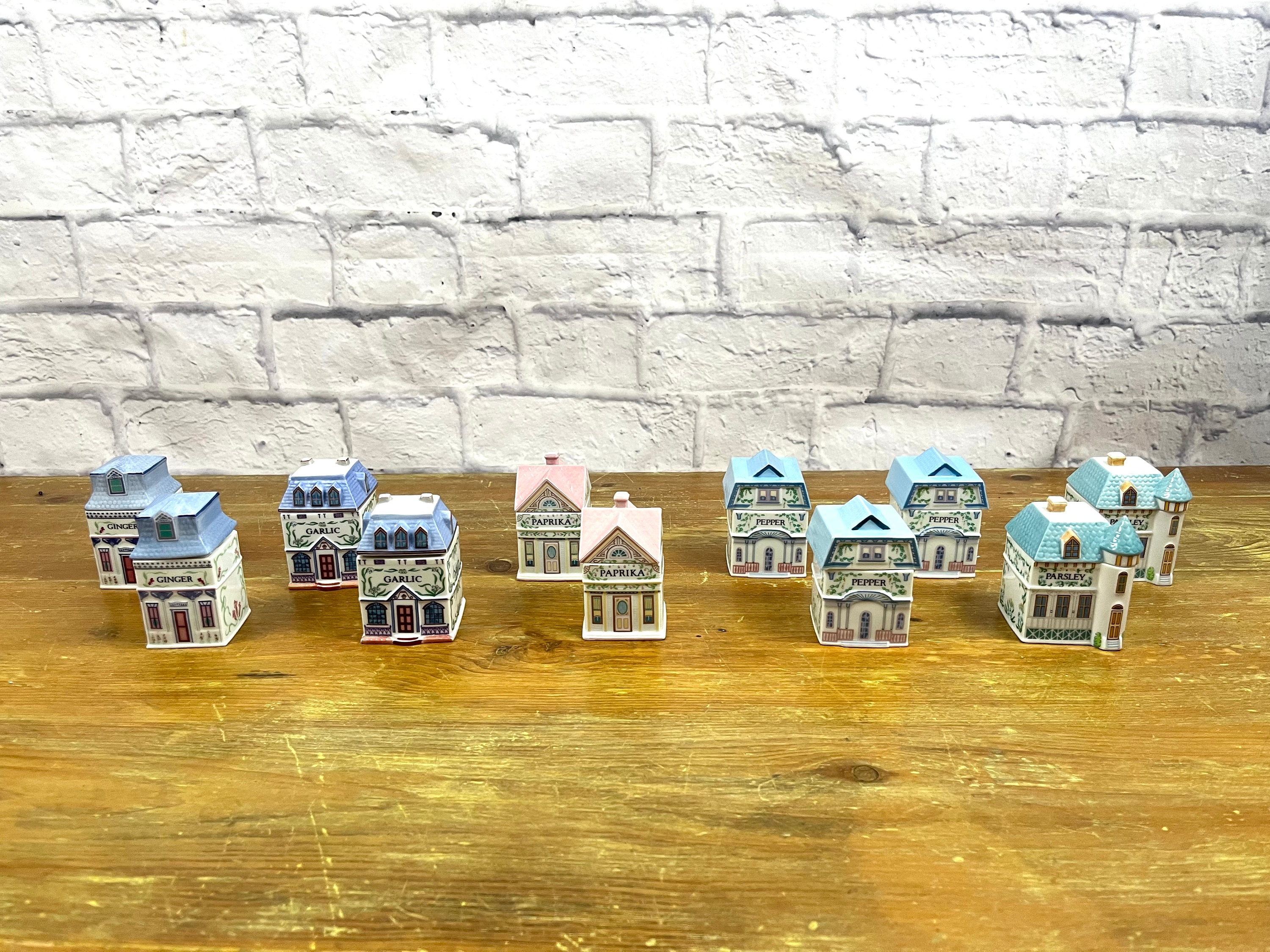 レノックス　スパイスジャー　ハーブ Lenox Spice Village Herb Storage Jars Victorian Houses Cottage