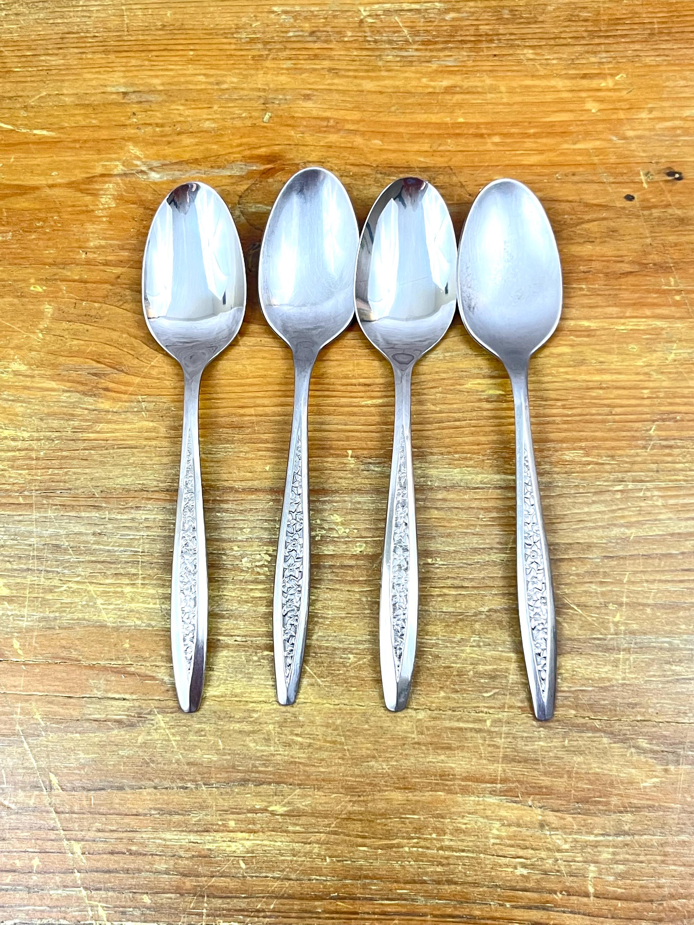 Vintage Superior Stainless Teaspoons Imbedded Star Shaped Flower