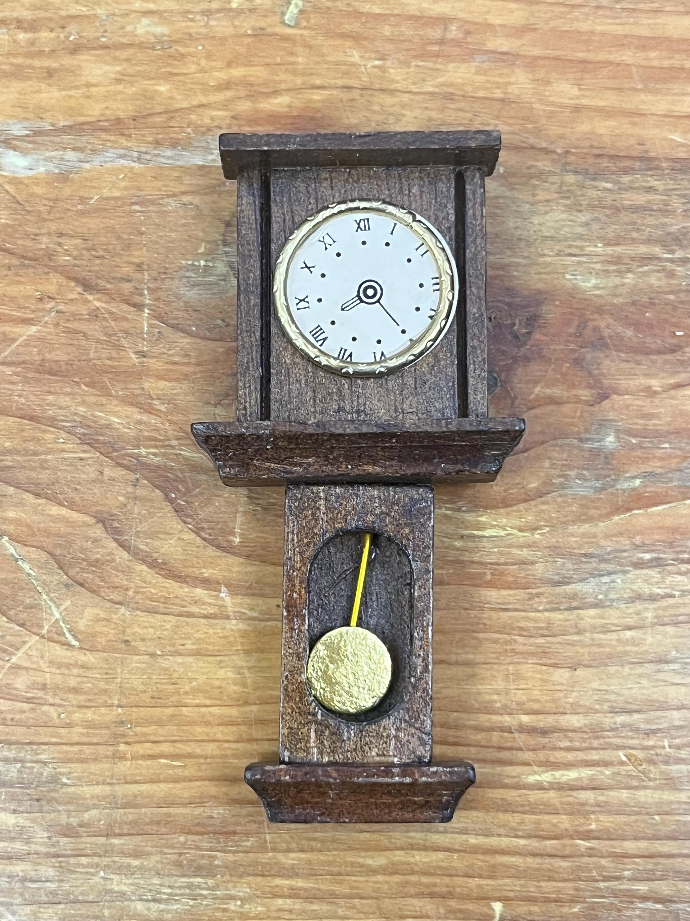 ヴィンテージ ミニチュア ドールハウス 木製 振り子 壁掛け時計