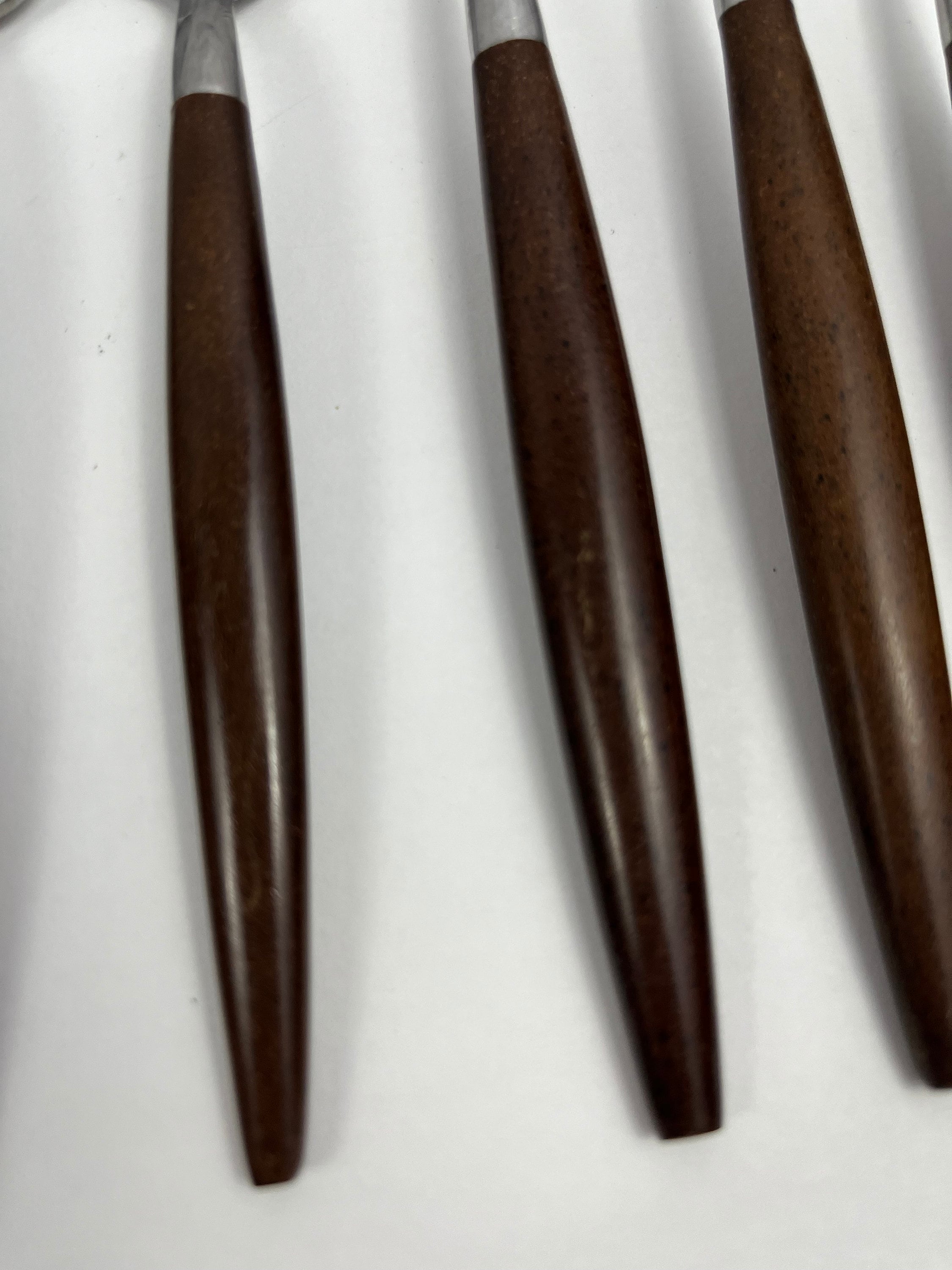 Vintage American Tempo Brown Faux Wood Handled Stainless Flatware