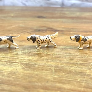 Vintage Hunting Dog Trio Hand Carved Miniature English Setter pointer Dogs Japan
