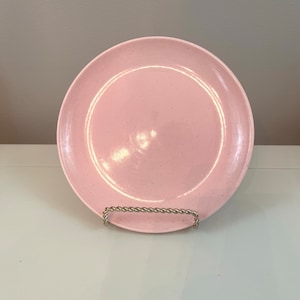 Vintage Pink Speckled Plate Brown tiny specs Mid Century Table ware