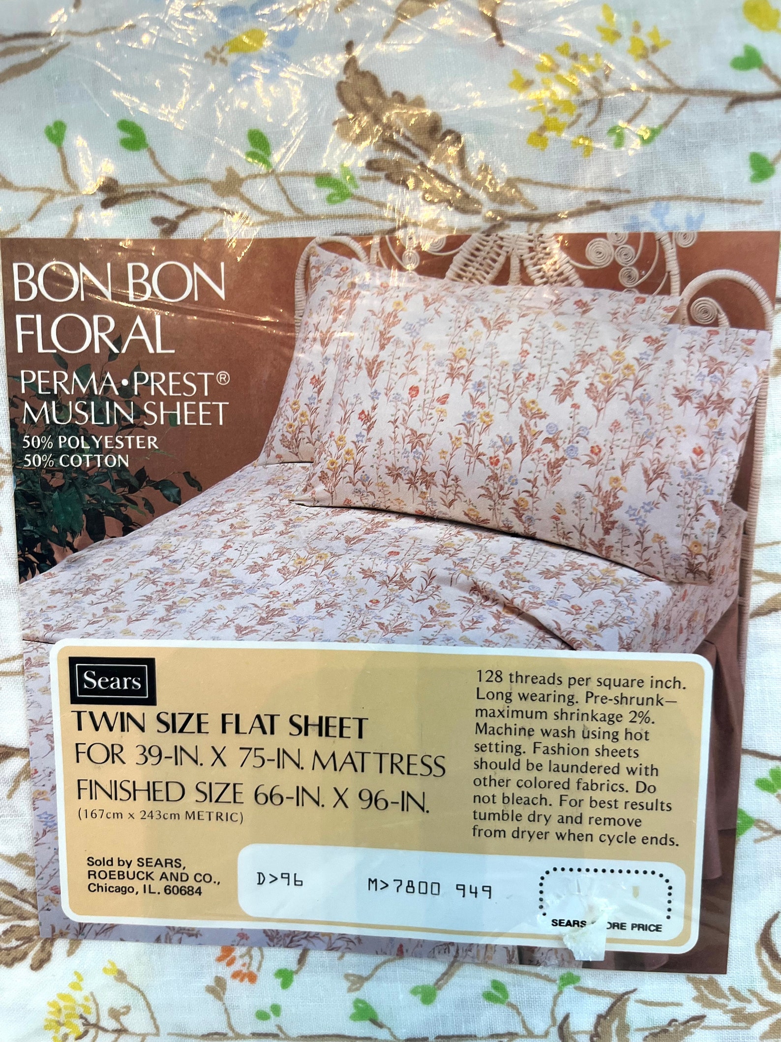 Vintage Sears Twin Flat Sheet 