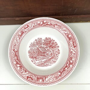 Royal Ironstone Memory Lane Red Transferware Dinnerware Soup Bowls Pink & White Salad Mix  Match Transferware Sold Individually