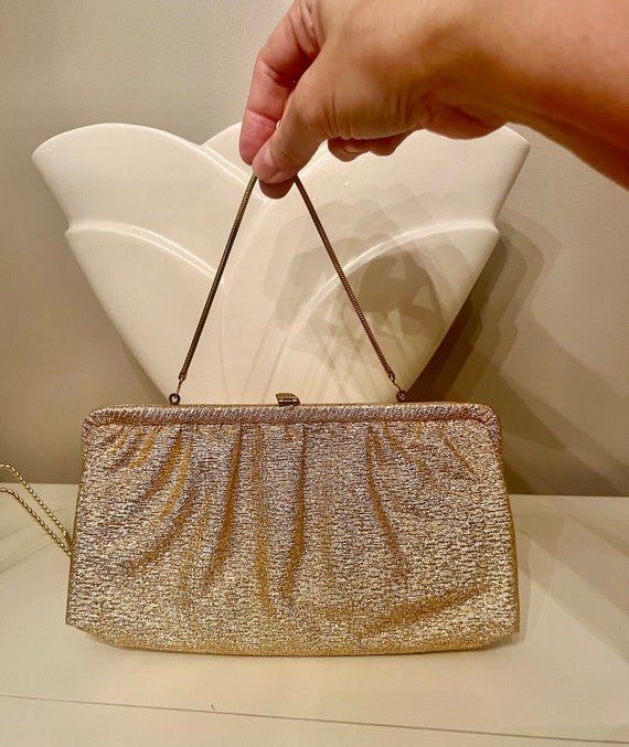 Vintage Admiral gold clutch gold lame evening baq vin… Gem