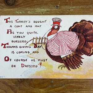 Cartolina antica del Ringraziamento USATA, decorazione da tavolo a tema tacchino o collage festivo