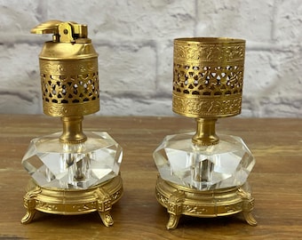 Mid Century Boudoir Decor Table Lighter & Cigarette Holder or upcycled ornate candle holders