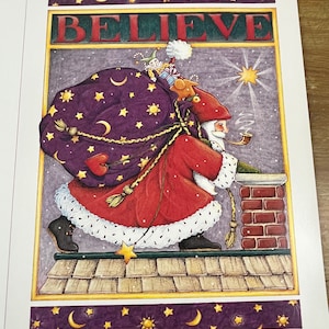 Rare Mary Engelbreit Christmas Art Work, Santa Wall decor, Mary Engelbreit wall poster, Cottage Chic Christmas decor, ME Art, Gift for child