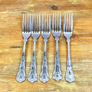 Vintage &quot;Kings&quot; Oneida Dinner Forks set of 5 Shell handle design