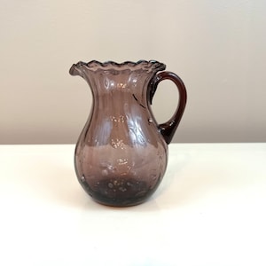 Vintage Hand Blown Purple Crackle Glass pitcher Collectible Art Glass Mini Pitcher Creamers Mini vases Bohemian Wedding Decor