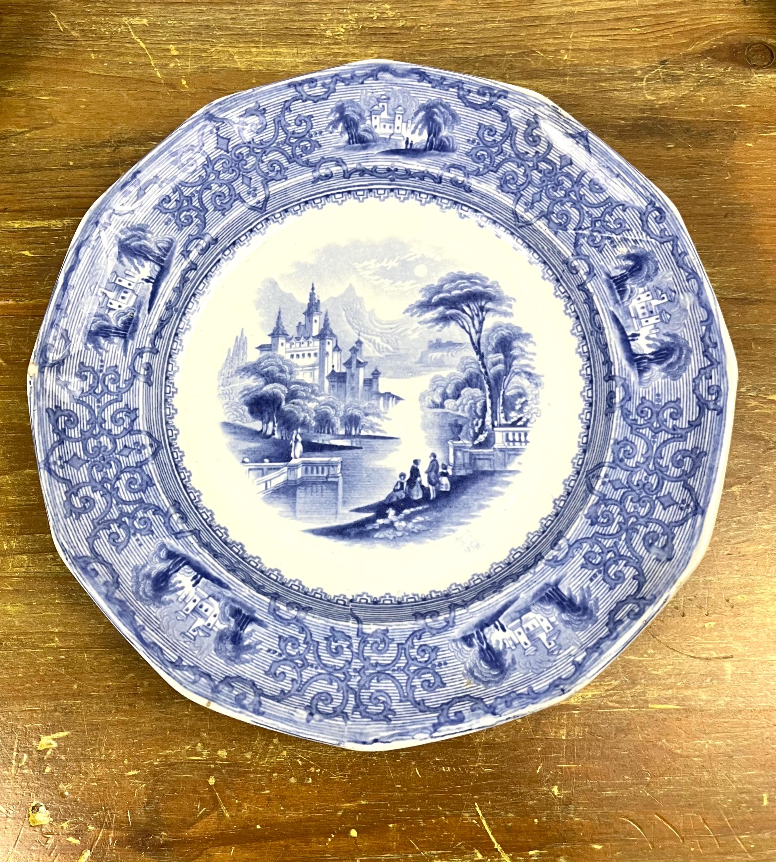 Antique Decorative Transferware Blue & White Plates Longport Isolabelle ...