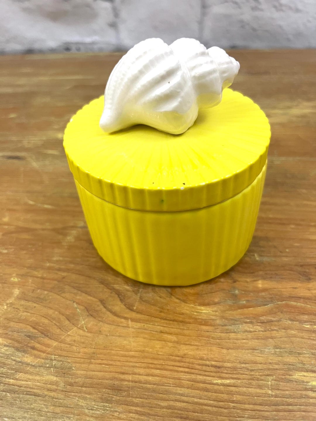 ヴィンテージ フィッツフロイド 貝殻 蓋付き 収納ジャー レモン