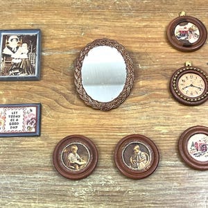 Vintage Dollhouse Wall Decorations 1:12 Scale Picture Frames Mirror Framed Art Sold in Sets