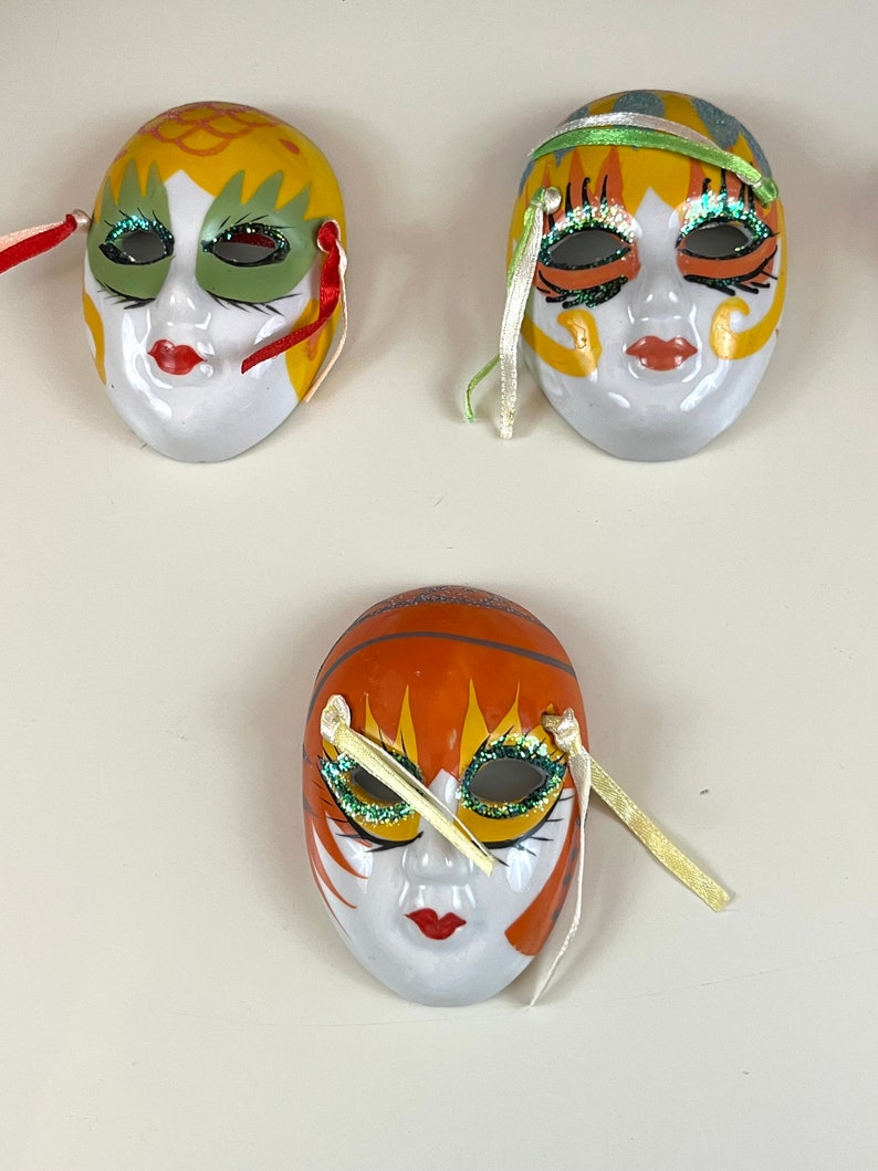 Vintage 90s Ceramic Painted Decorative Masks Wall Room Decor Vanity ...
