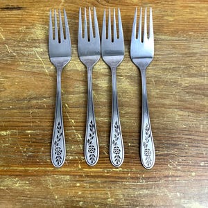 Vintage Floral Mist OR Spring Flowers Stanley Roberts Rogers Stainless Flatware Salad Forks or Teaspoons Sold in Sets