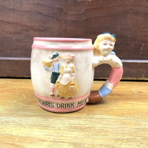 Vintage "Always Drink Milk" Mok Collectible Mug Kids Mug Kid op handvat mok
