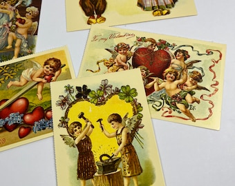 Vintage Valentines Day post cards Antique reproductions from the 80s scrapbooking