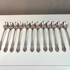 Vintage Oneida Briarwood Ice Tea spoons All-American Stainless Ice Cream Float Spoons Set of 12